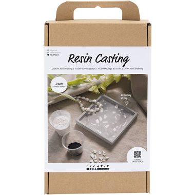 CREATIV COMPANY | Craft Kit Resin Casting – Square Tray with Terrazzo – Black, White 1 pack
