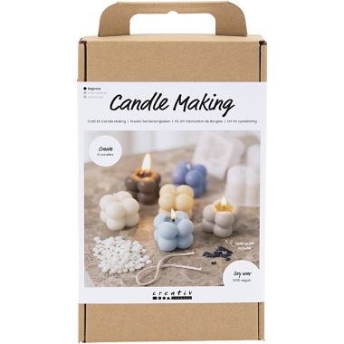 CREATIV COMPANY | Craft Kit Candle Making – Bubble Soy Candle – Warm Beige, Light Blue, Cream 1 pack