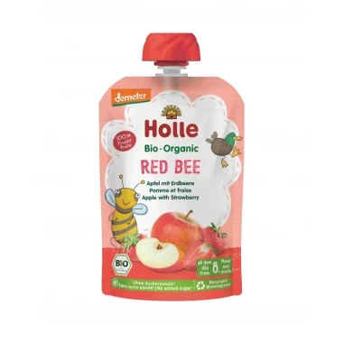 HOLLE | Πουρές Φρούτων με Μήλο & Φράουλα 8m+100g